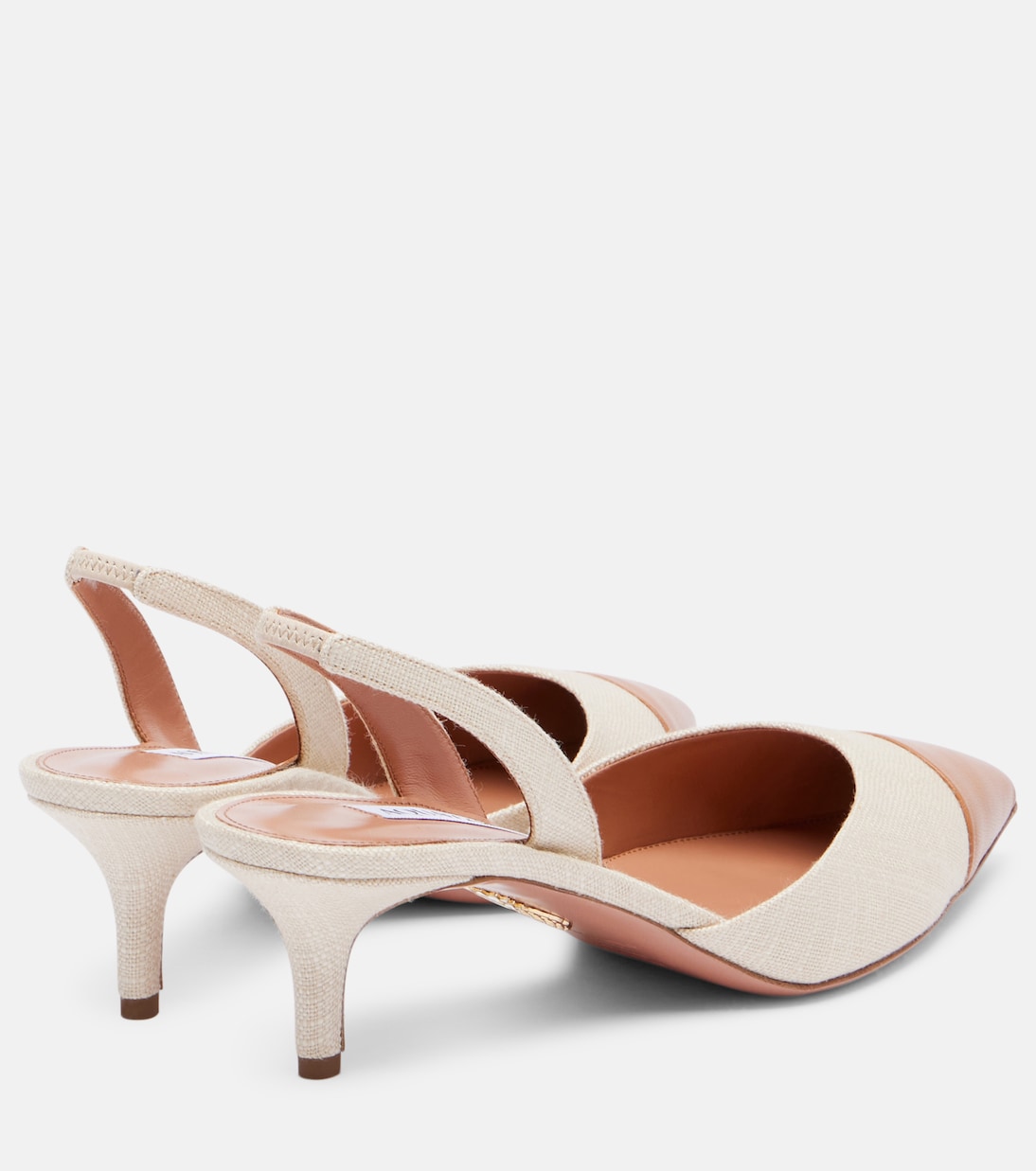 Миланские кожаные туфли-лодочки на ремешке 50 Aquazzura, Natural/Light Caramel — фото 2