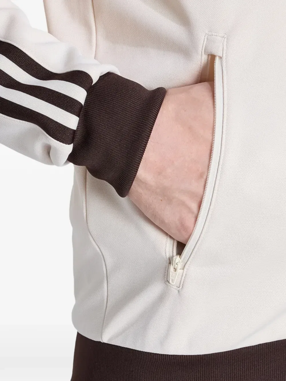 Спортивная куртка на молнии с вышитым логотипом Adidas, бежевый — фото 4