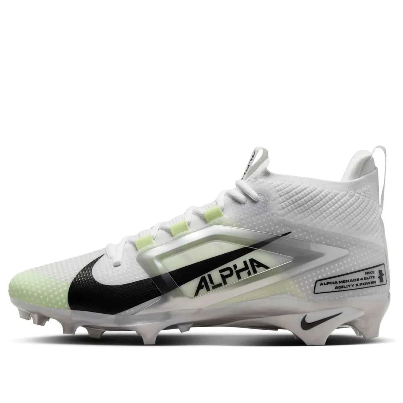 Мужские футбольные бутсы Nike Alpha Menace 4 Elite FD7036-100, белые с черными элементами, NIN940 — фото 2