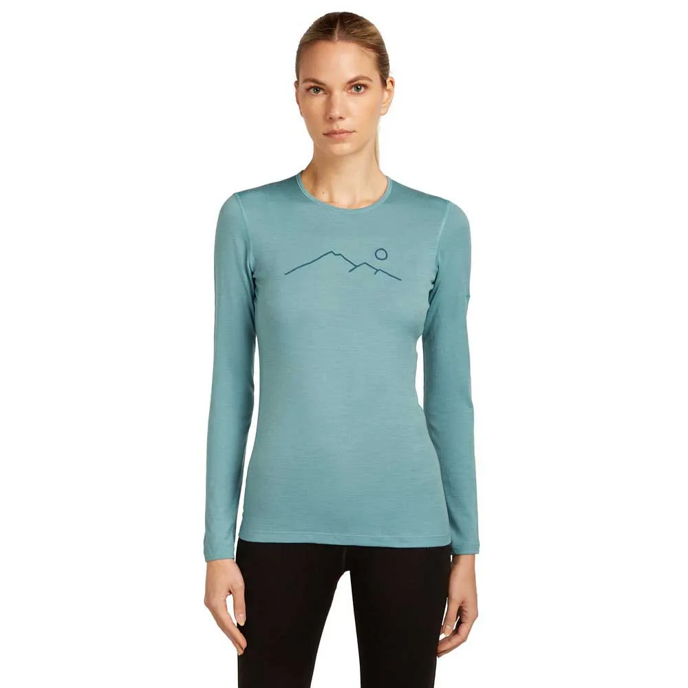 

Базовый слой с длинным рукавом Icebreaker Merino 200 Oasis Crewe Rainer Ridge, синий