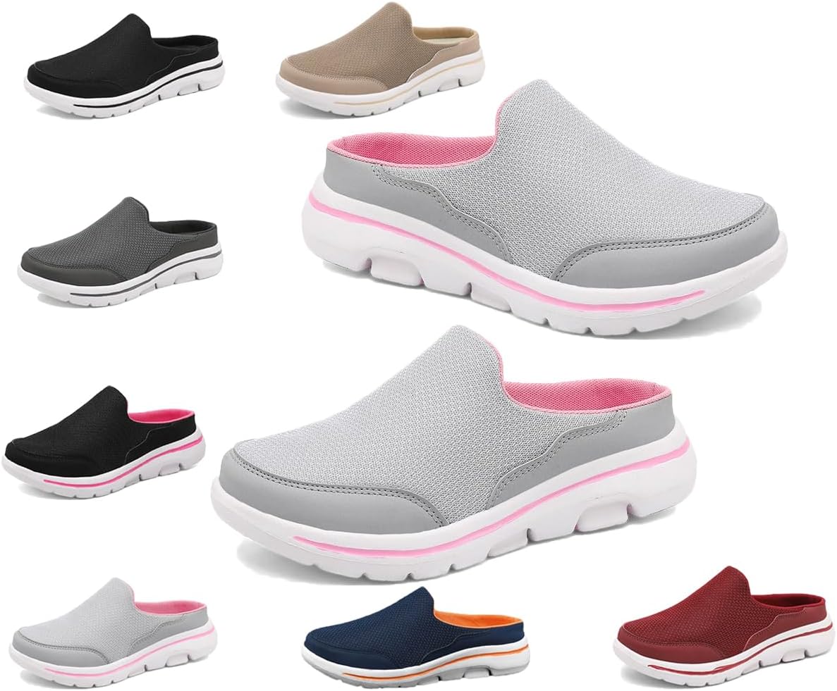 

Мюли и сабо для женщин и мужчин с легкой открытой пяткой, удобная обувь для ходьбы, дышащие тапочки с закрытым носком, шлепанцы для мужчин и женщин Generic, светло-серый