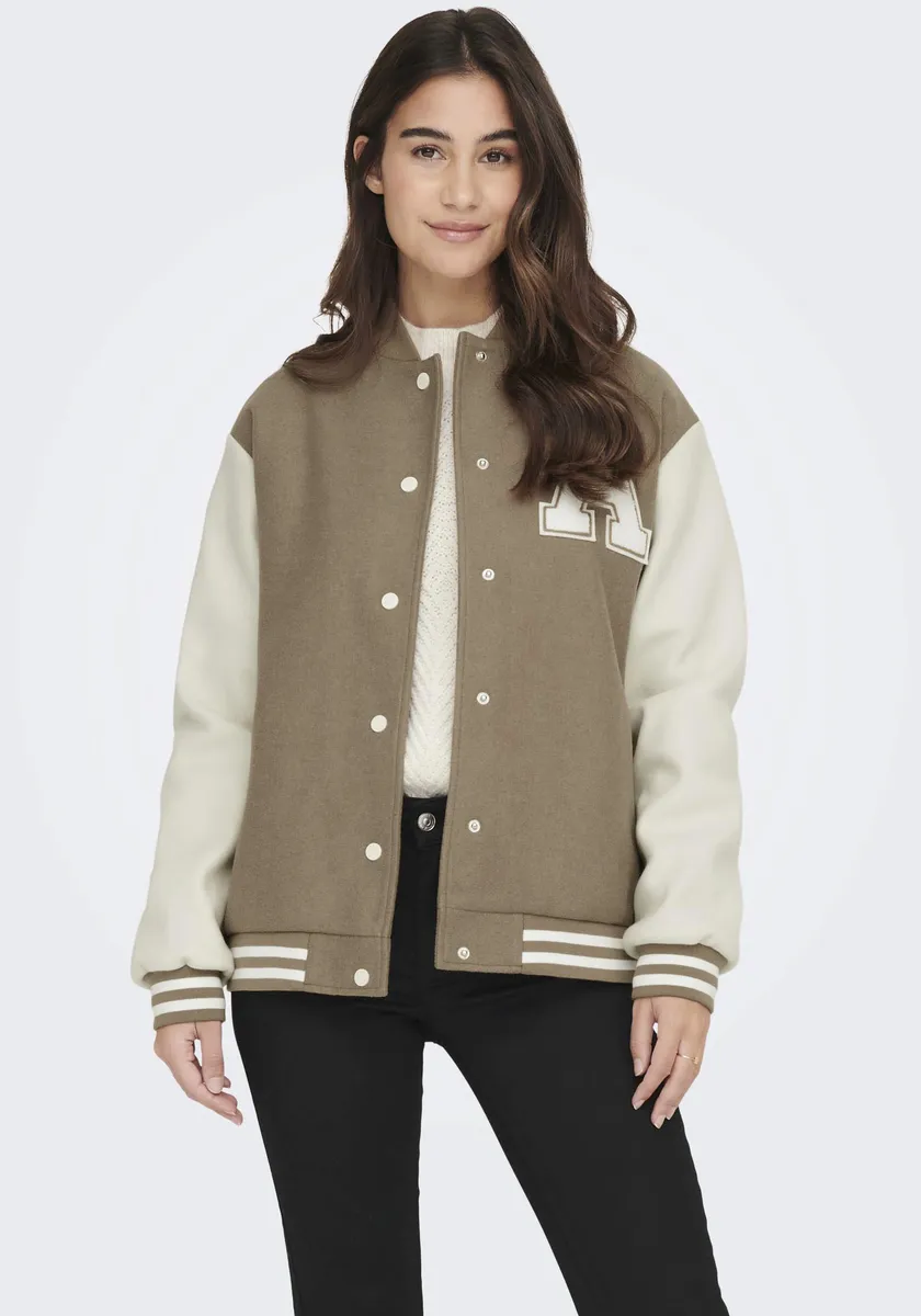 

Only куртка-бомбер "ONLSILJA LIFE BOMBER JACKET CC OTW", цвет Simply Taupe Detail: + Sleeve Cloud Dancer