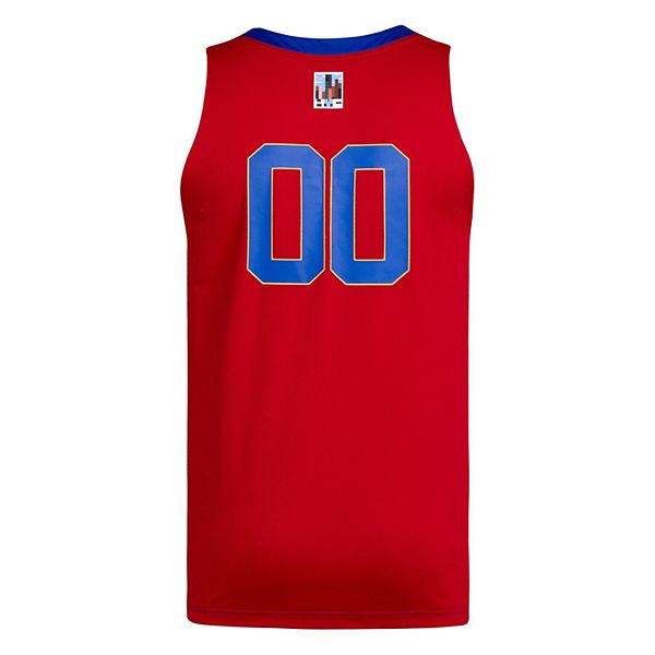 Мужская баскетбольная футболка Kansas Jayhawks #00 royal/red Black History Month Adidas — фото 4