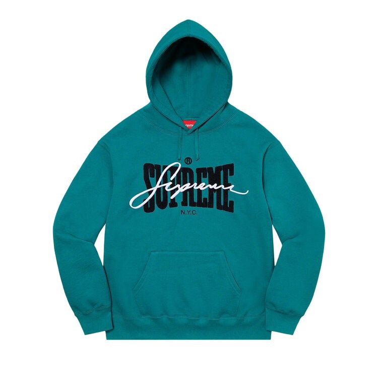 

Толстовка Supreme Embroidered Chenille Hooded Sweatshirt Dark Teal, бирюзовый