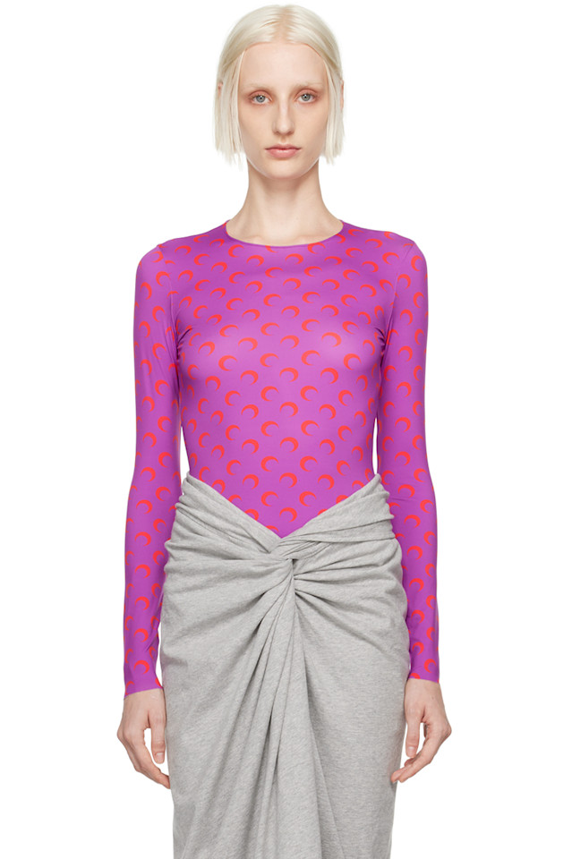 

Футболка с длинным рукавом и принтом луны в стиле second skin Marine Serre, фиолетовый