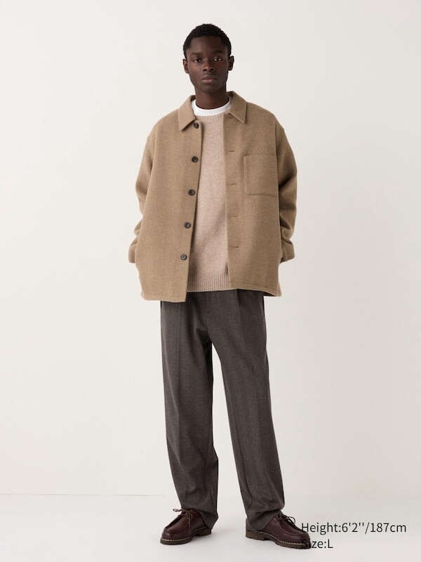 

Широкие брюки в складку клетка glen Uniqlo, коричневый