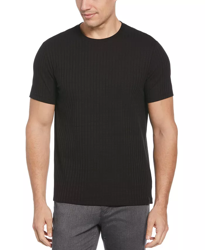 

Мужская футболка с ребристой вязкой и круглым вырезом Perry Ellis, черный