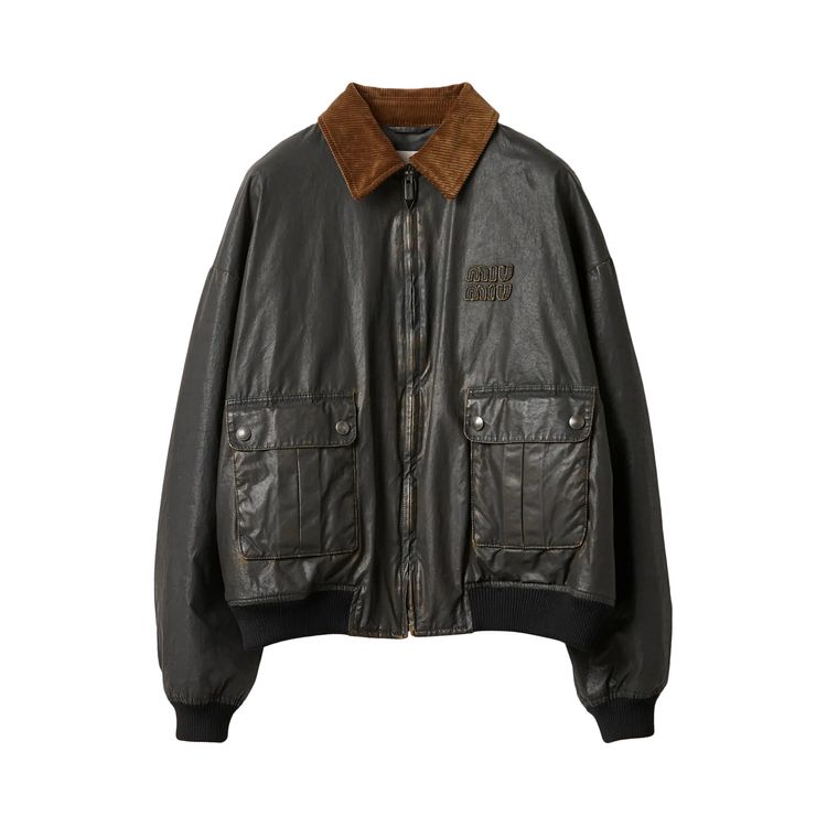 

Куртка Miu Miu Resin Finished Bomber Jacket 'Black', черный