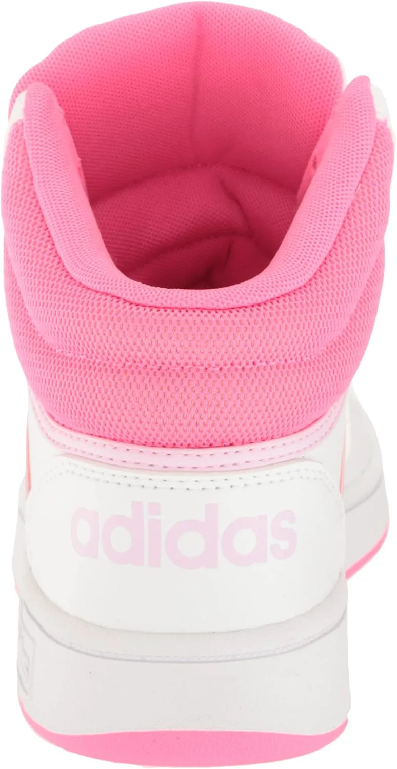 

Баскетбольные кроссовки Adidas Kids' Hoopds среднего верха, белый/розовый