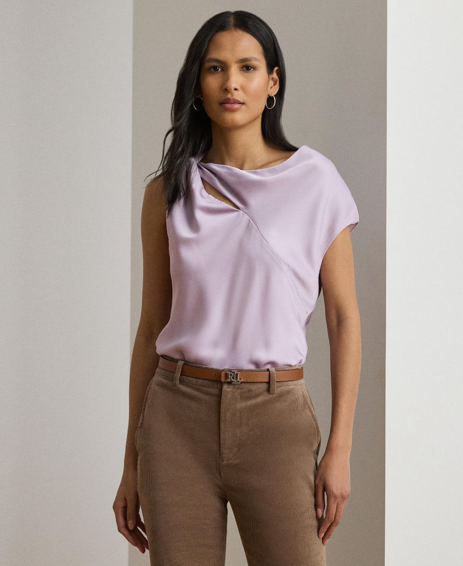 

Женская асимметричная блузка из шармеза Lauren Ralph Lauren, Lavender Frost