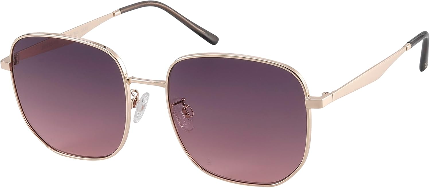 

JOOX Модные большие квадратные солнцезащитные очки для женщин и мужчин. Классические металлические шестиугольные солнцезащитные очки с защитой от УФ-излучения UV400, Gold/Gradient Purple