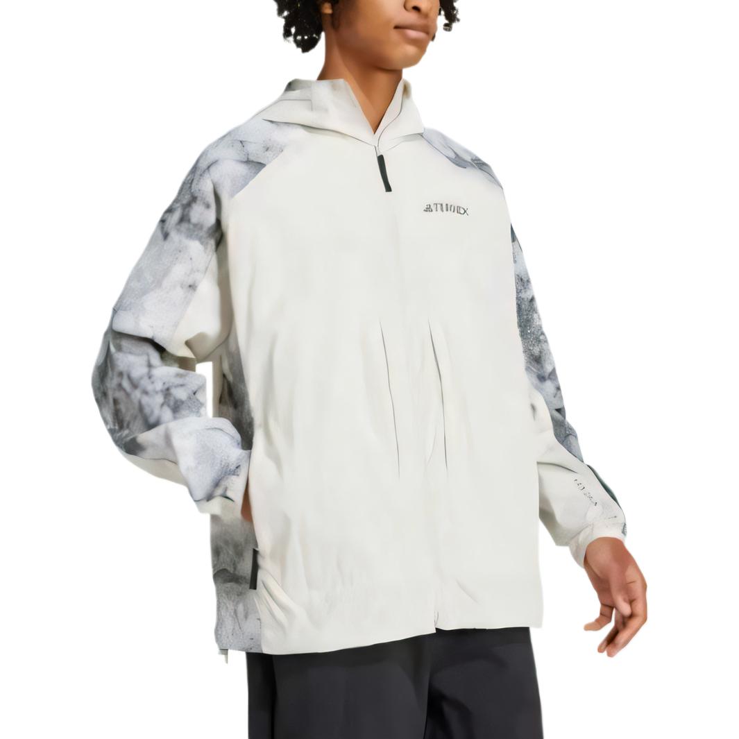Adidas Ветрозащитная толстовка National Geographic с капюшоном и мраморным принтом, Track Gray — фото 4