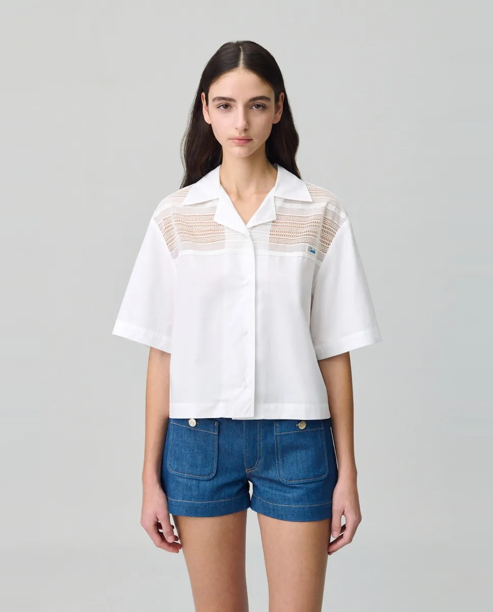 

Короткая женская рубашка с ажуром Claudie Pierlot, белый