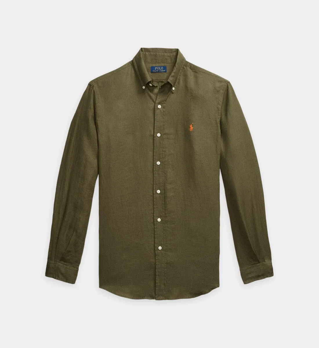Рубашка из льна с индивидуальной посадкой POLO RALPH LAUREN, хаки — фото 2