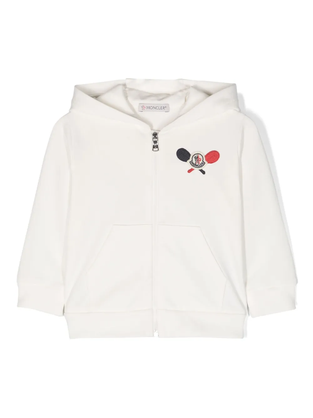 

Худи на молнии с нашивкой-логотипом Moncler Enfant, белый