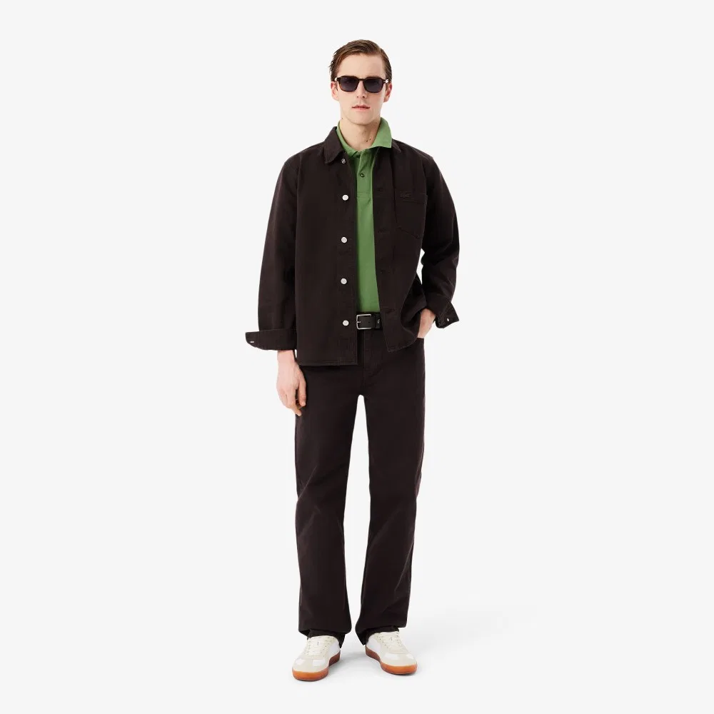 Мужская футболка-поло Croc Signature Loose Fit с коротким рукавом, зелёная, от Lacoste — фото 4