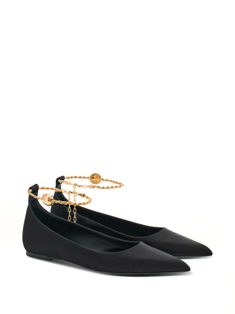 Феррагамо Балетки из кожи с цепочкой Salvatore Ferragamo, черный — фото 4