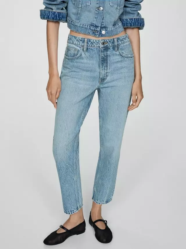 

Джинсы Mango High Rise Mom, цвет light blue