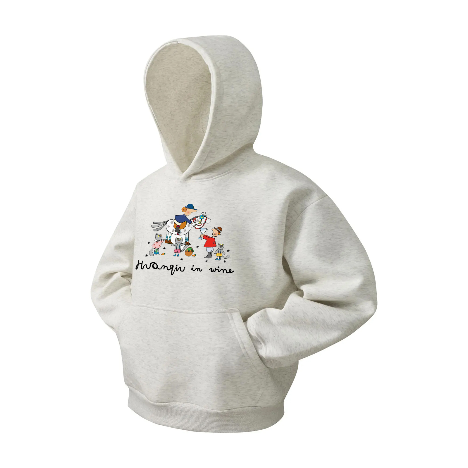 

Толстовка Unisex Hooded Moderate Regular HUANQIU, белый heather серый