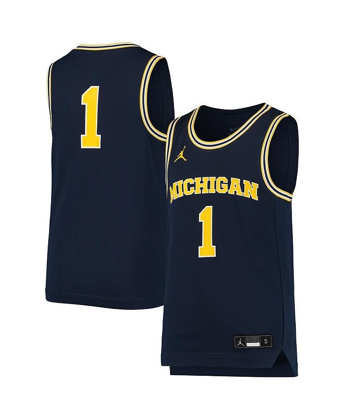 

Реплика баскетбольной майки бренда Big Boys #1 Navy Michigan Wolverines Team Jordan, синий