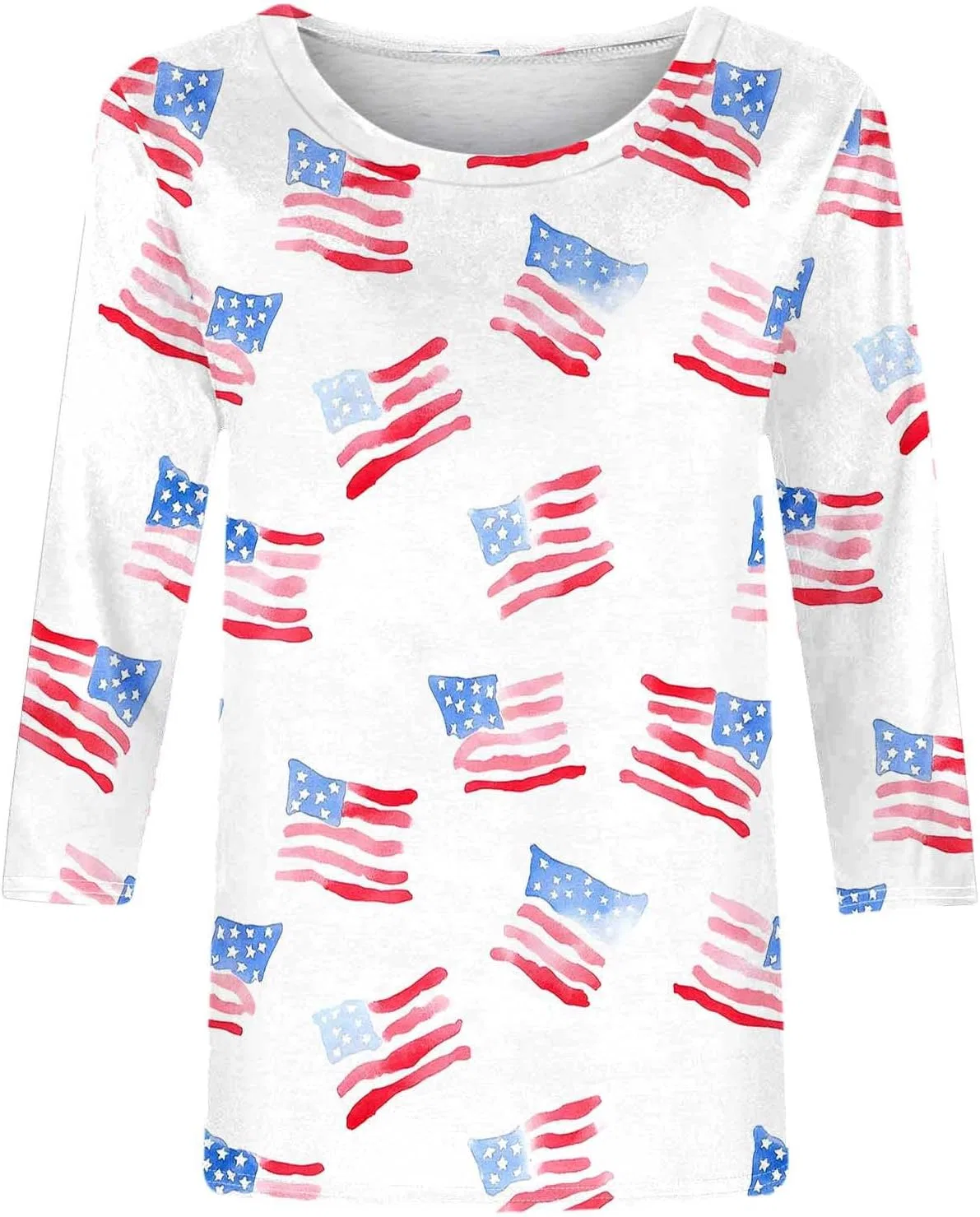 Женская футболка с длиной рукава 3/4, Patriotic American Flag, белый — фото 4