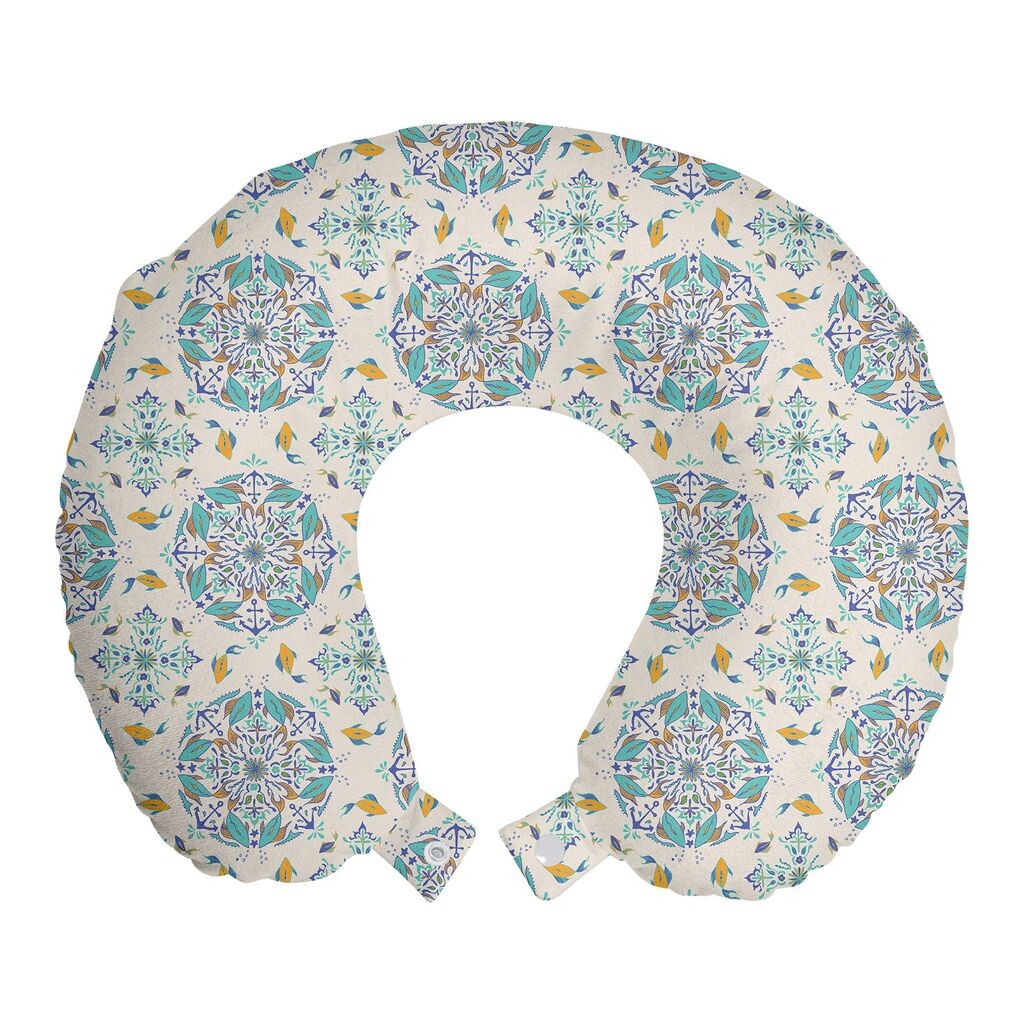 

ABAKUHAUS Orange Mandala Дорожная подушка для шеи, цветочные рыбные мотивы, пенопластовые дорожные принадлежности для самолета и автомобиля, 30x30 см, Многоцветное шампанского