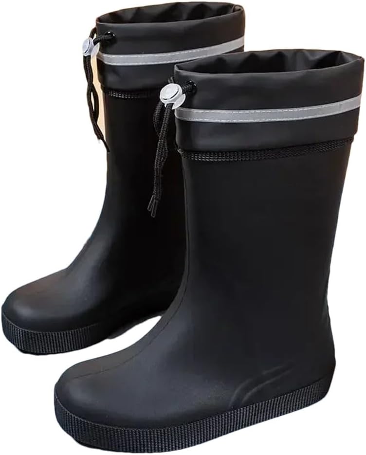 

Мужские водонепроницаемые и противоскользящие ботинки для рыбалки, комфортные ПВХ ботинки, стойкие к износу, резиновые дождевые ботинки с низким каблуком для работы Generic, черный