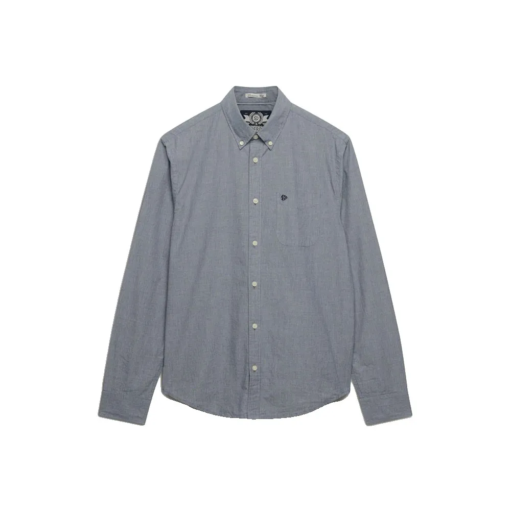 Рубашка с длинным рукавом Superdry Preppy Poplin, серый — фото 3