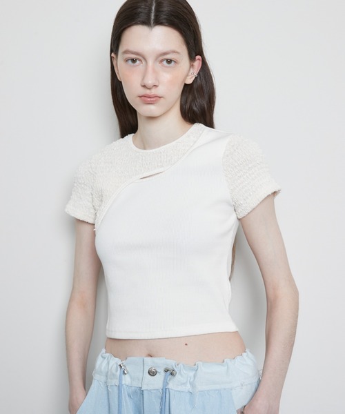 

Футболка с коротким рукавом и V-образным вырезом Lartigent, кремовый