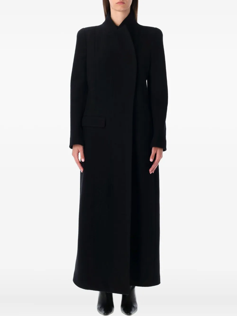 

Пальто из чистой шерсти с потайной застежкой TOM FORD, черный