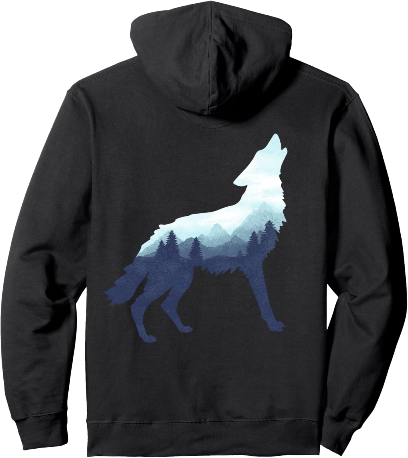 

Худи с художественным графическим изображением волка, черный Dramabite