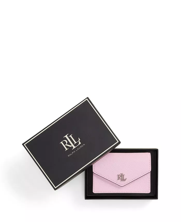 

Текстурированный кожаный картхолдер с клапаном Small Flap Lauren Ralph Lauren, розовый