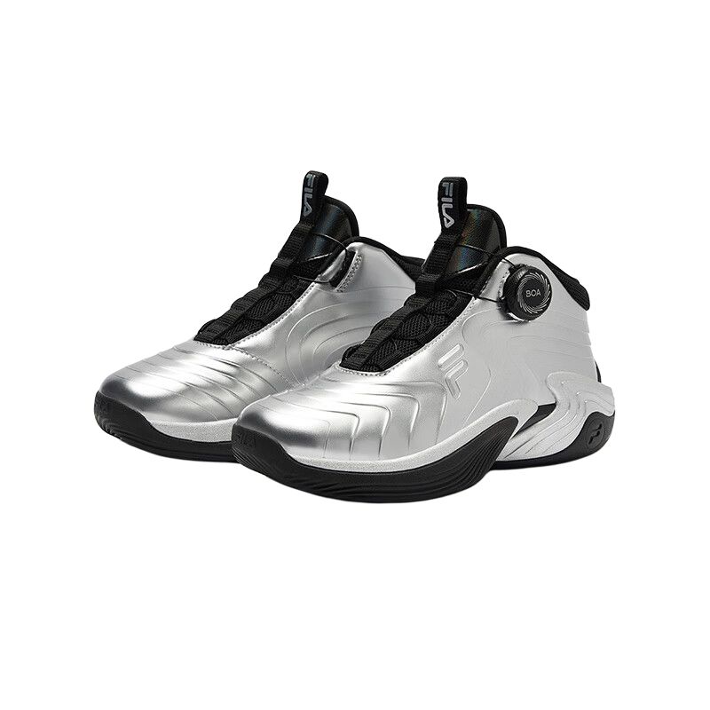 Boa нескользкие утепленные баскетбольные кроссовки mid top для детей gray kids' FILA KIDS, серый/черный — фото 4