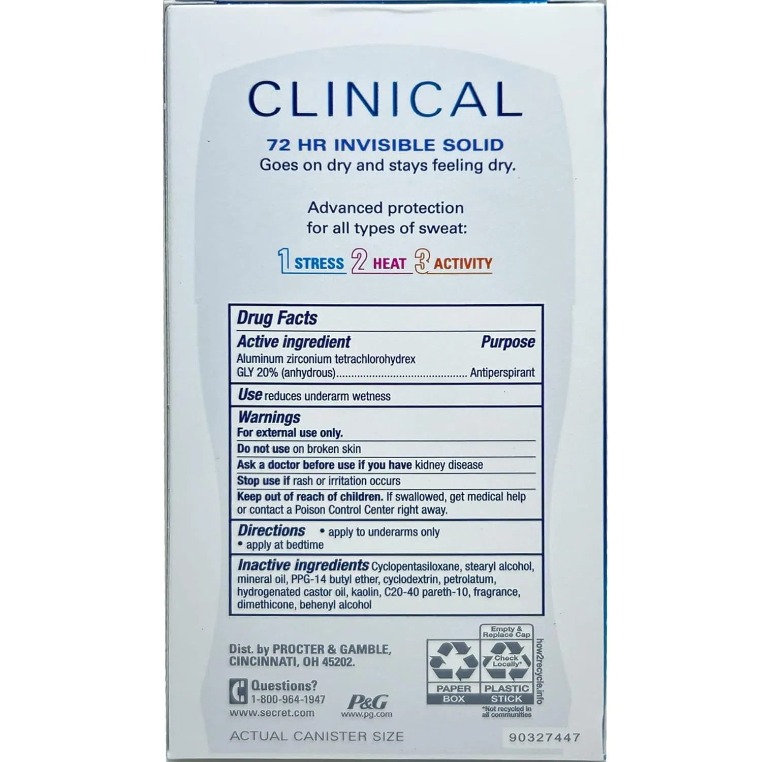 Женский антиперспирант-дезодорант Secret Clinical Strength Smooth Solid, гипоаллергенный Secret — фото 2