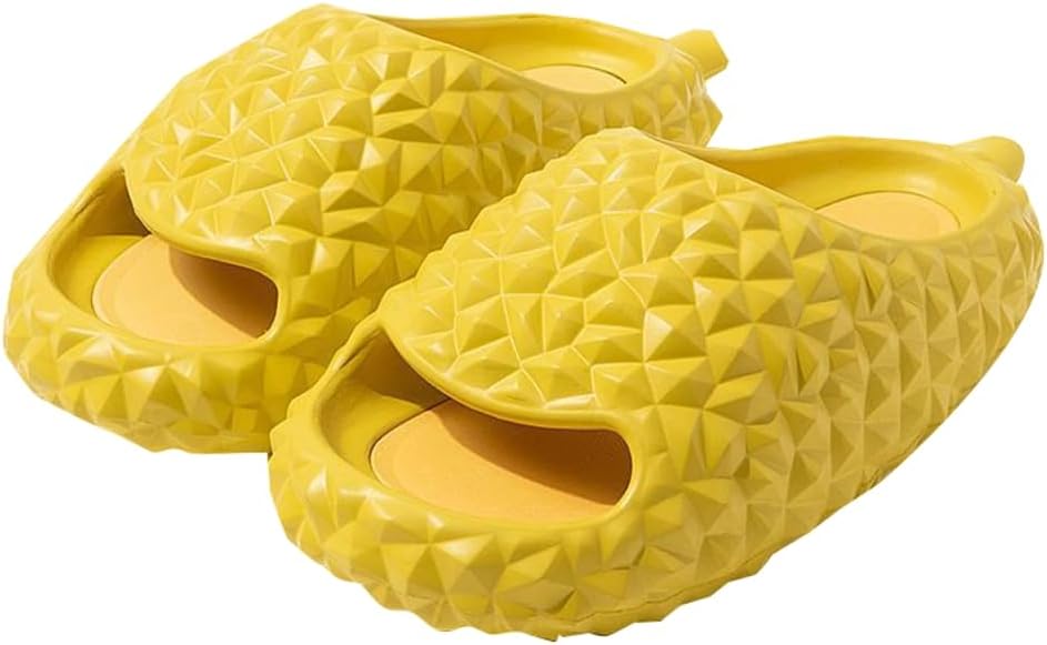 

Женские и мужские домашние тапочки Rungion с милым фруктовым дизайном, удобные, быстро сохнут, тапочки для душа с дурианом, нескользящие, для улицы, желтый