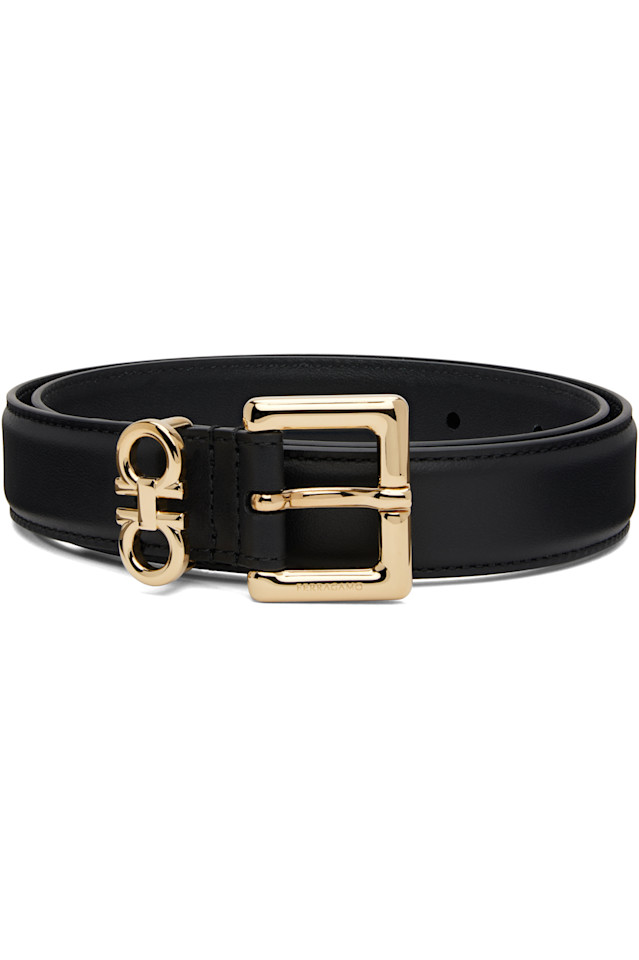

Двойной ремень с фиксированной пряжкой Gancini Ferragamo, цвет nero