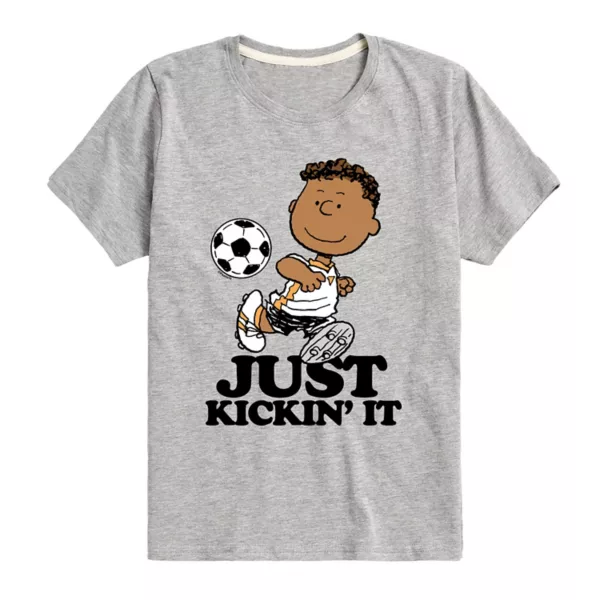

Футболка для мальчиков 8-20 лет Peanuts Franklin Just Kickin' It с принтом Licensed Character, серый