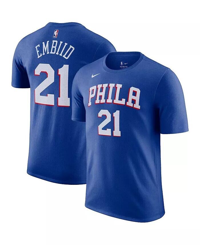 

Мужская футболка с именем и номером Joel Embiid Royal Philadelphia 76ers Icon 2022/23 Nike, синий