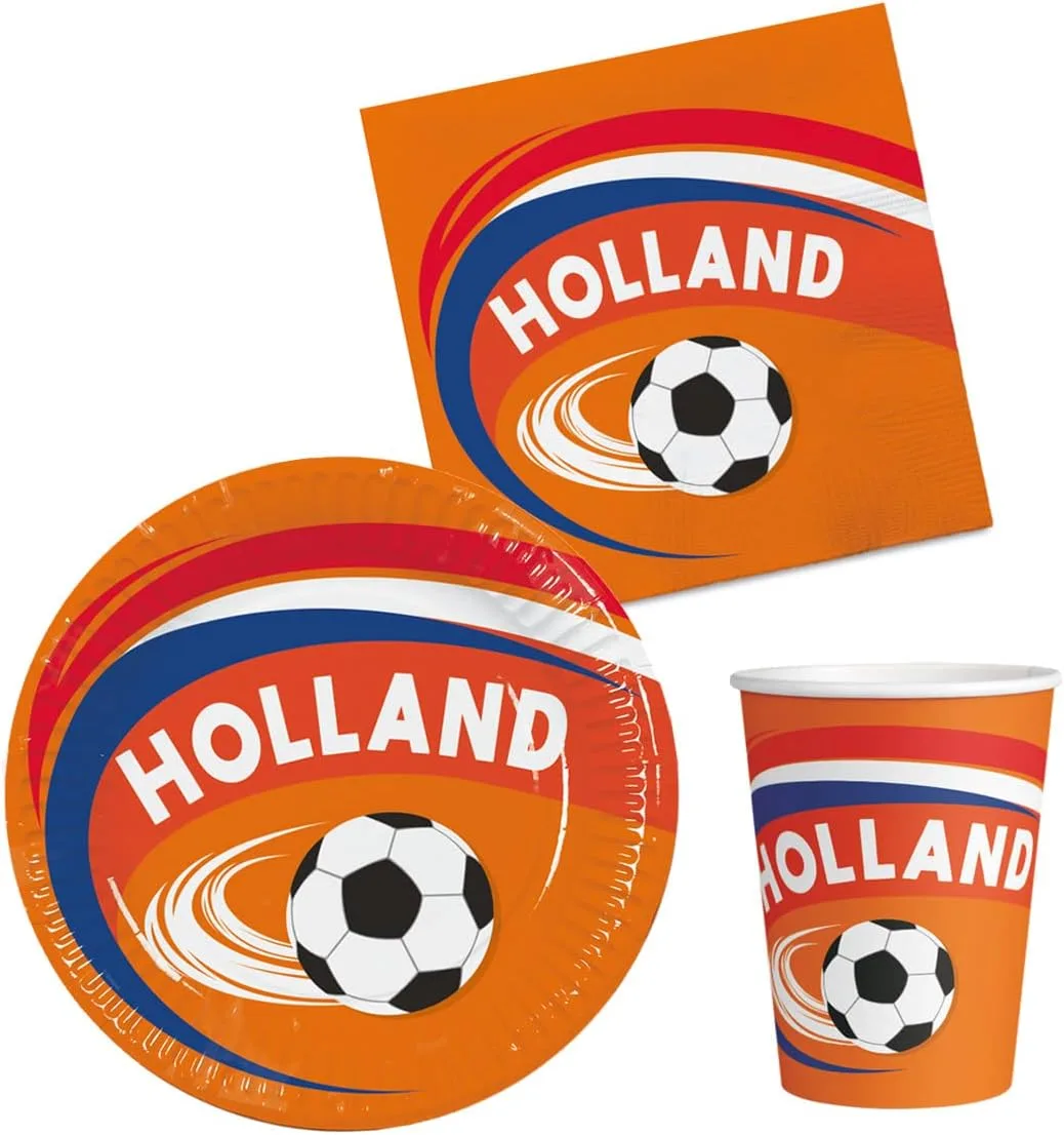 Boland - набор для вечеринки Holland, бумажные тарелки, стаканчики и салфетки, Нидерланды, чемпионат мира