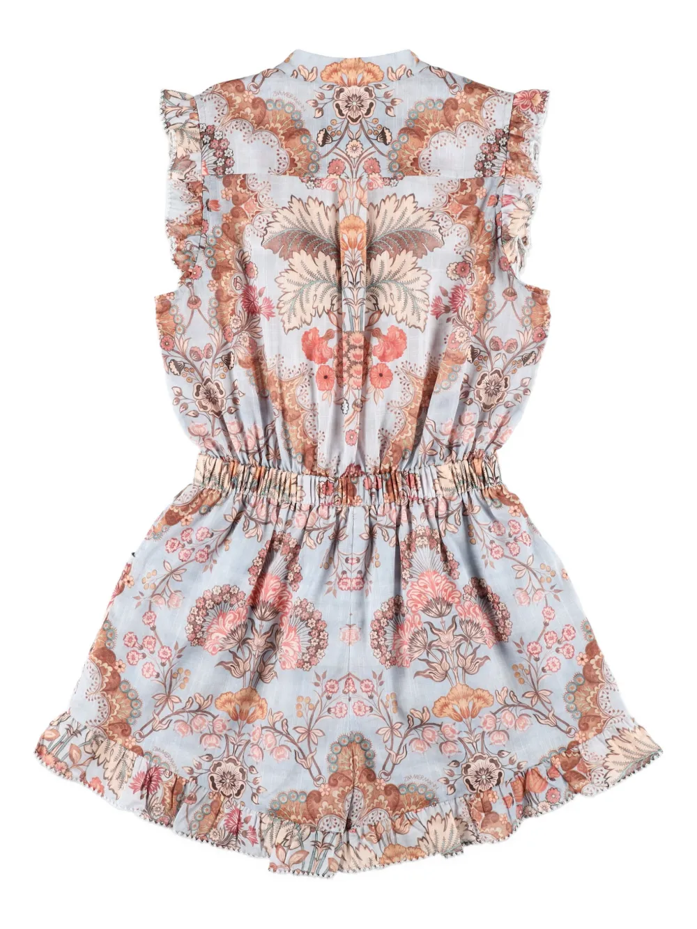 Комбинезон с цветочным принтом и оборками Zimmermann Kids, синий — фото 2