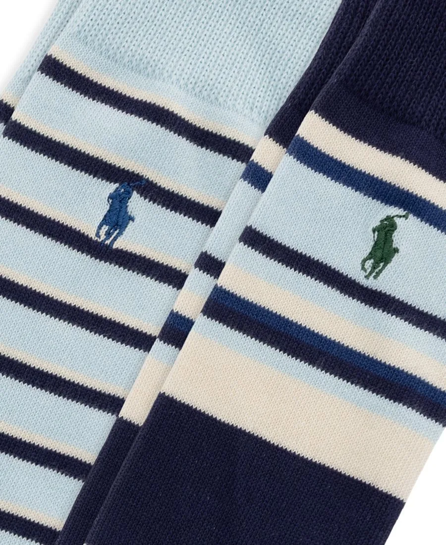 Мужские полосатые носки, комплект из 2 пар Polo Ralph Lauren, темно-синий/белый — фото 2