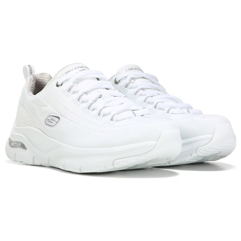 Кроссовки с арочной поддержкой Arch fit citi drive от Skechers, wide sneaker, white/silver