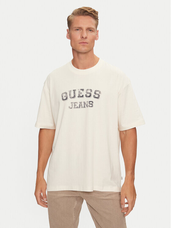 

Футболка оверсайз Guess, экрю