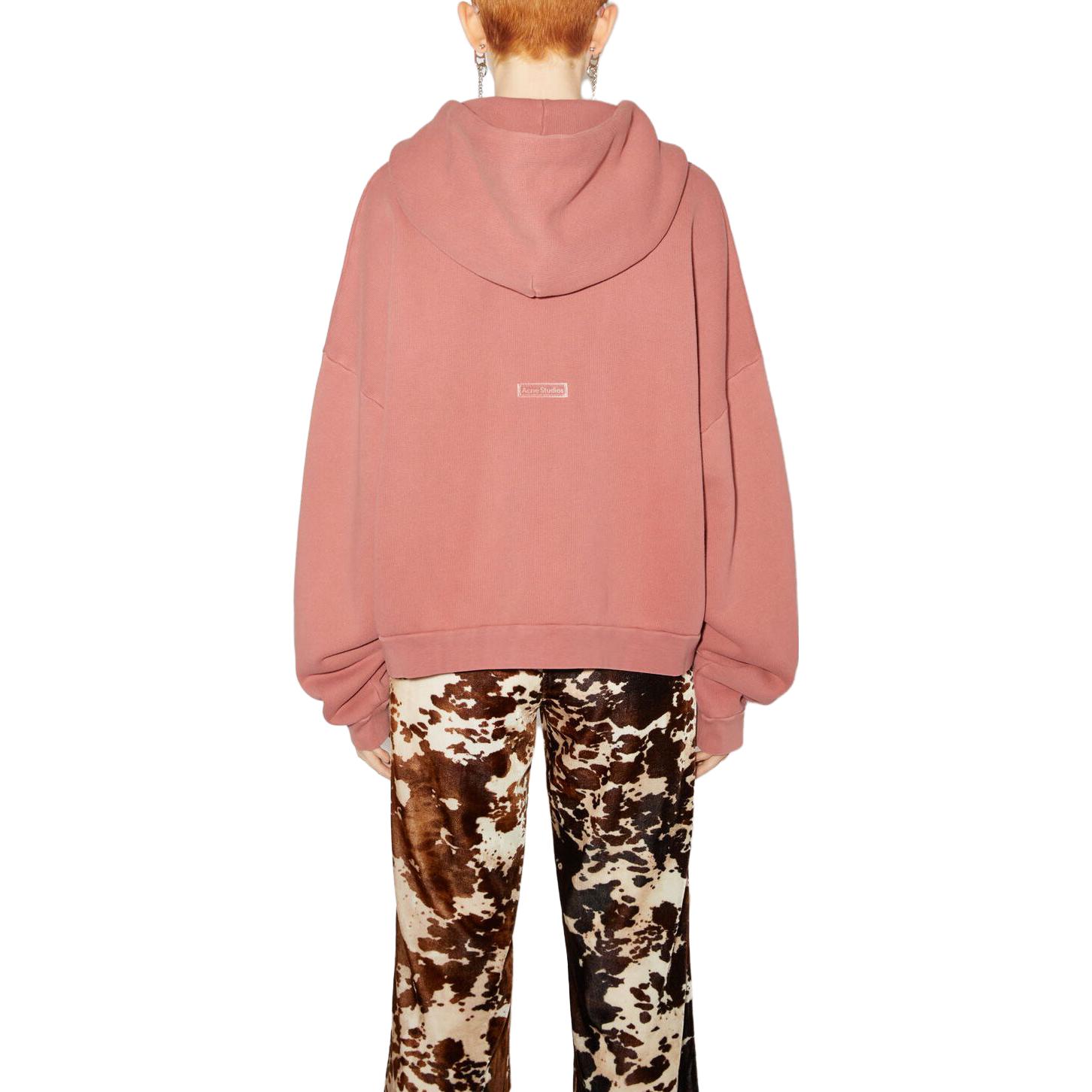 Толстовка с логотипом на заплатке и шнурком Acne Studios, розовая — фото 4