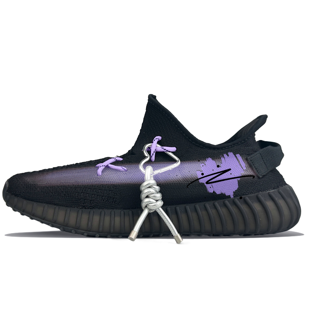 

Adidas Originals Изи Буст 350 В2 противоскользящие износостойкие низкие кеды унисекс черно-фиолетовые, цвет Black Purple