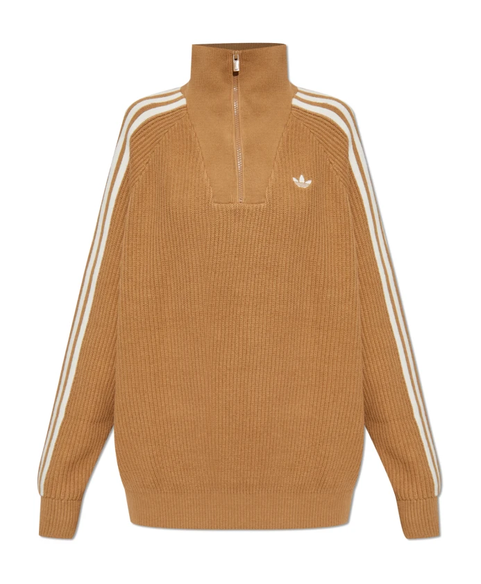 

Свитер с высоким воротником и застежкой-молнией Adidas Originals, бежевый