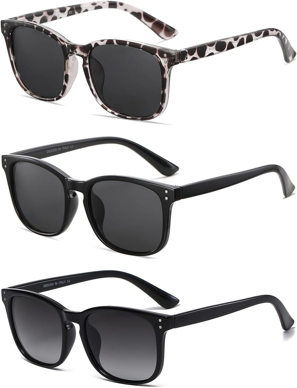 

Поляризованные солнцезащитные очки для женщин в классическом ретро-стиле с модным дизайном, защита от УФ-излучения UV 400 (3 шт.) NCLLCE, A4 Leopard Grey+black Grey+grey Gradient(3 Pack)