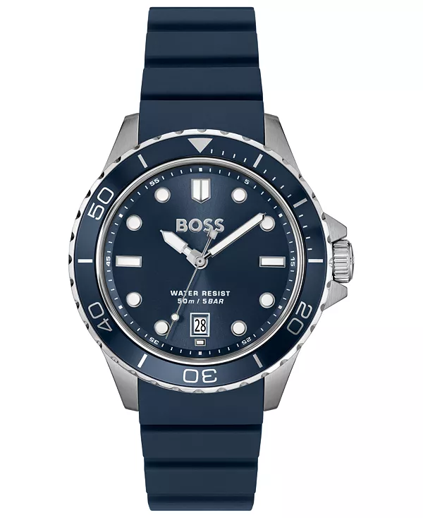 

Мужские спортивные кварцевые часы Troper Sport с синим силиконовым ремешком и календарем, 42 мм Hugo Boss, blue