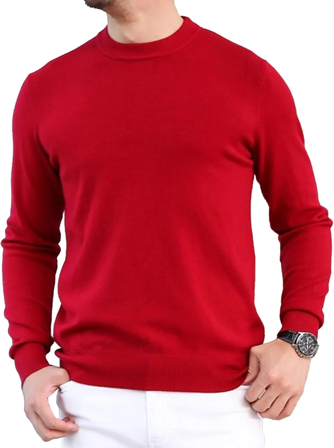 

Мужской свитер с длинным рукавом и круглым вырезом Slim Fit