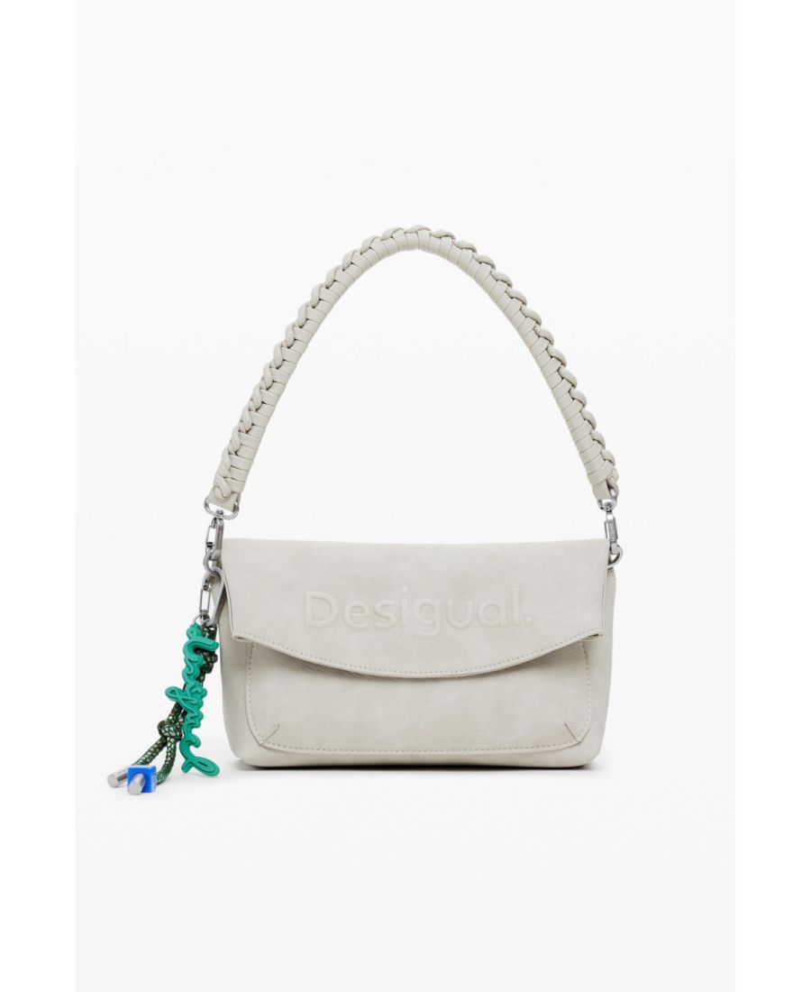 

Женская сумка среднего размера с 3D-логотипом и клапаном Desigual, Off white